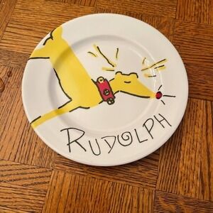 Pottery barn, kids Rudolph melamine plate